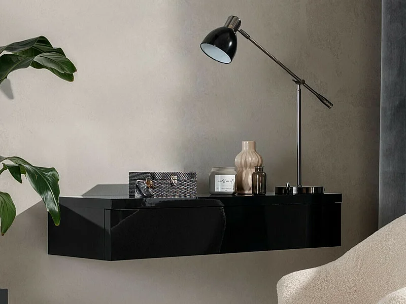 Tocador Providence 186, Negro brillante|Negro, 20x100x38cm