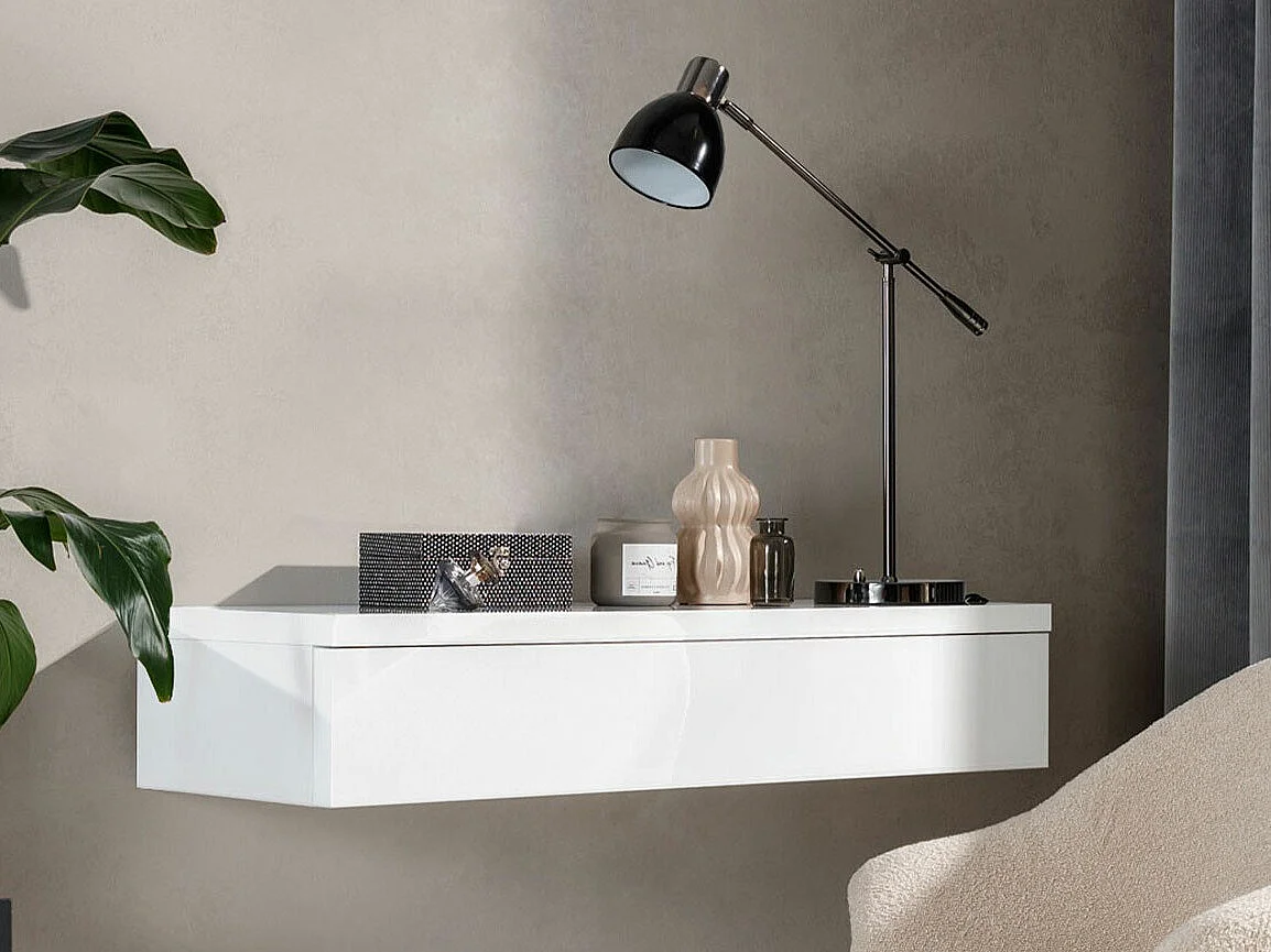 Coiffeuse Providence 186, Blanc brillant|Blanc, 20x100x38cm