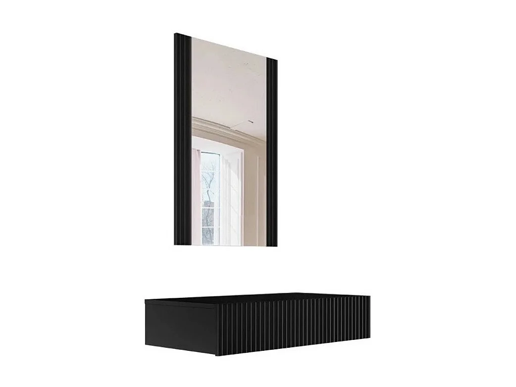 Tocador Levmari 111, Negro, Espejo, 97x80x42cm