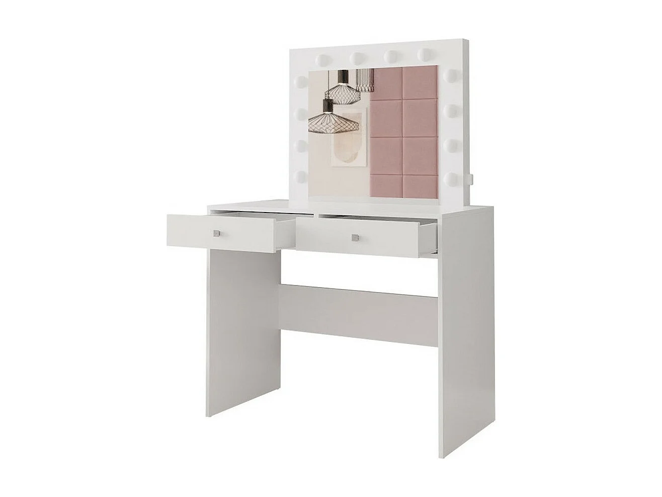 Tocador Bedford 100, Blanco, Espejo, 145x100x50cm