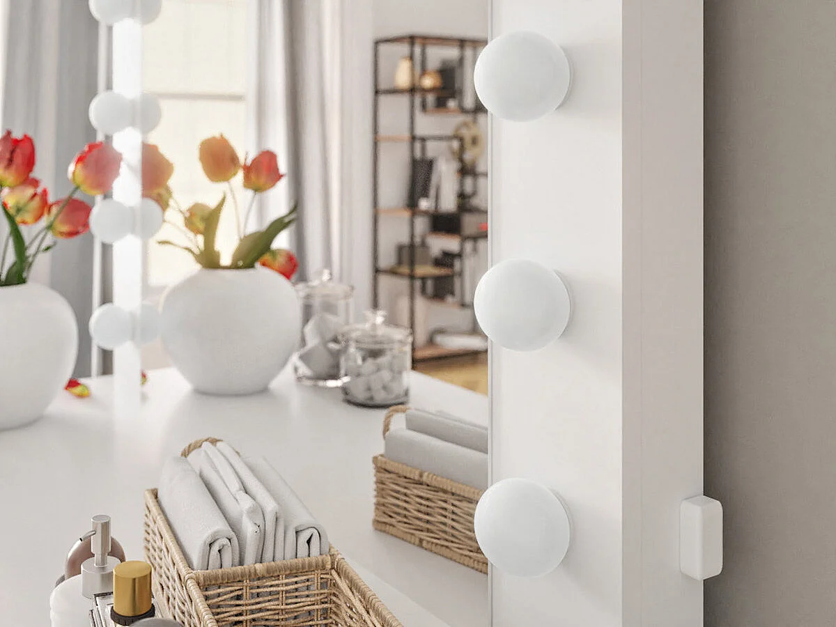 Tocador Bedford 100, Blanco, Espejo, 145x100x50cm