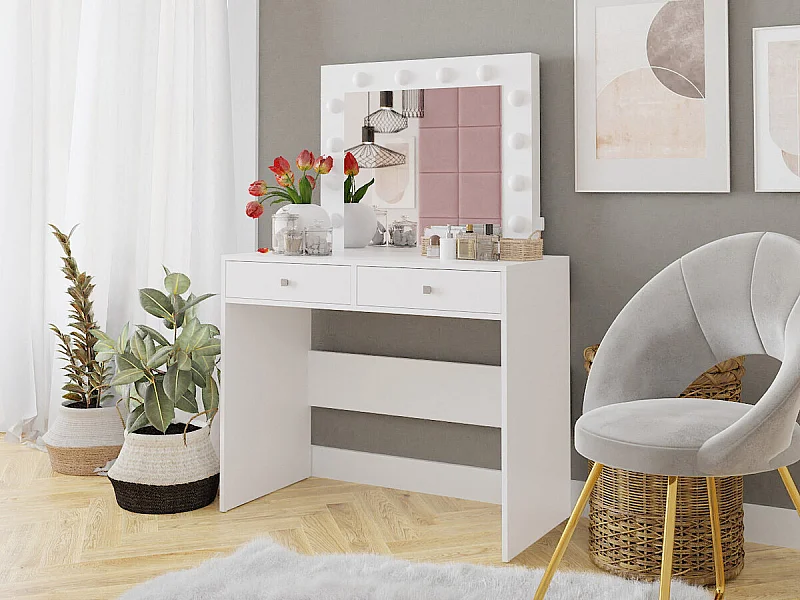 Tocador Bedford 100, Blanco, Espejo, 145x100x50cm