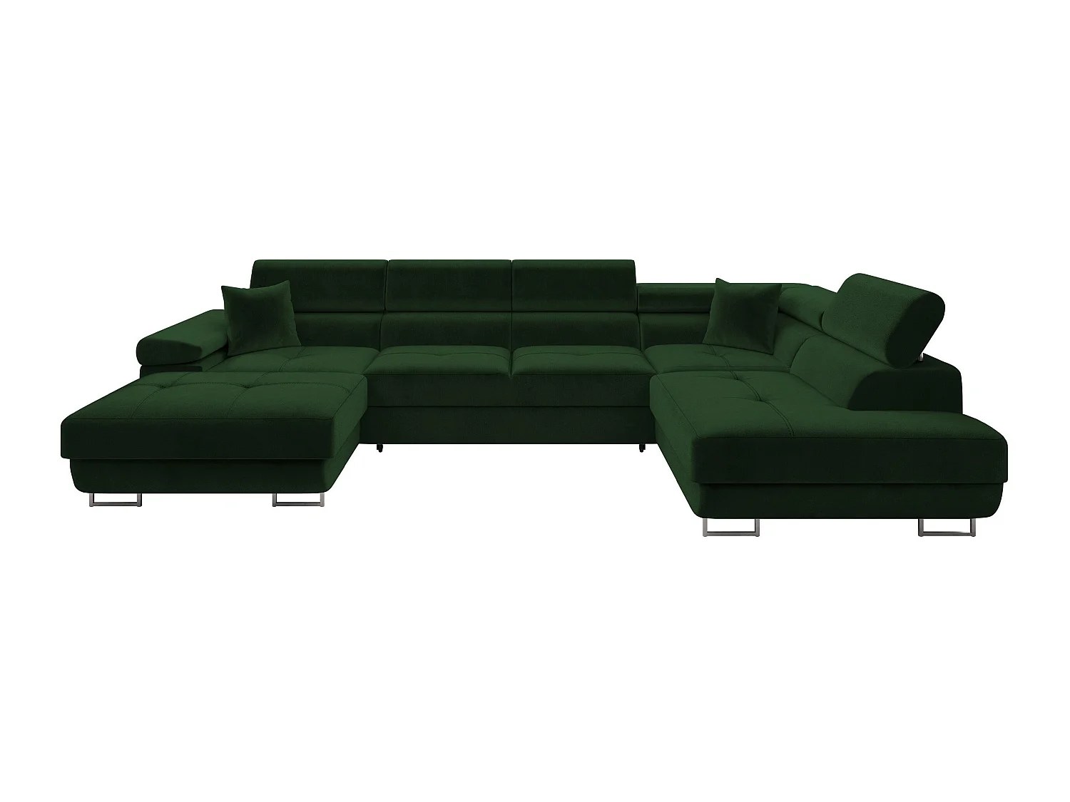Canapé d'angle convertible 3 places en tissu vert 346x203x70 cm