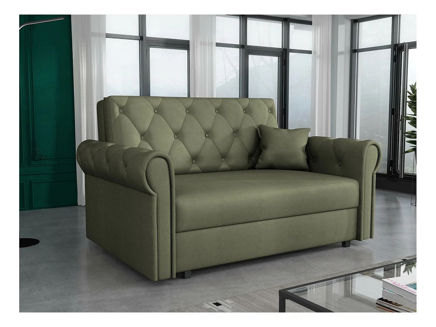 Canapé convertible Columbus 199, Boîte de literie, 85x148x98cm, Mobilier déjà assemblé