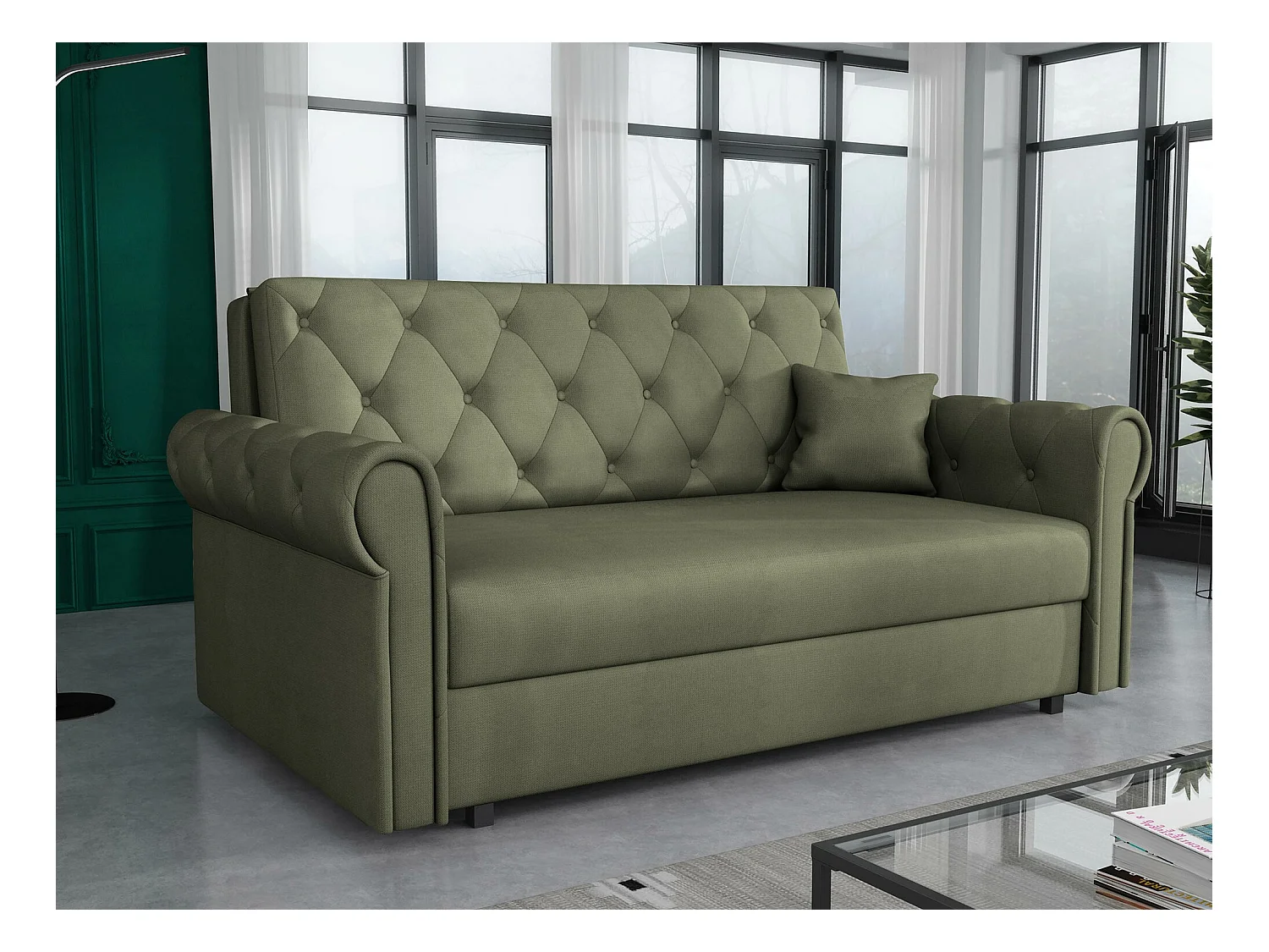 Canapé convertible Columbus 198, Boîte de literie, 85x168x98cm, Mobilier déjà assemblé