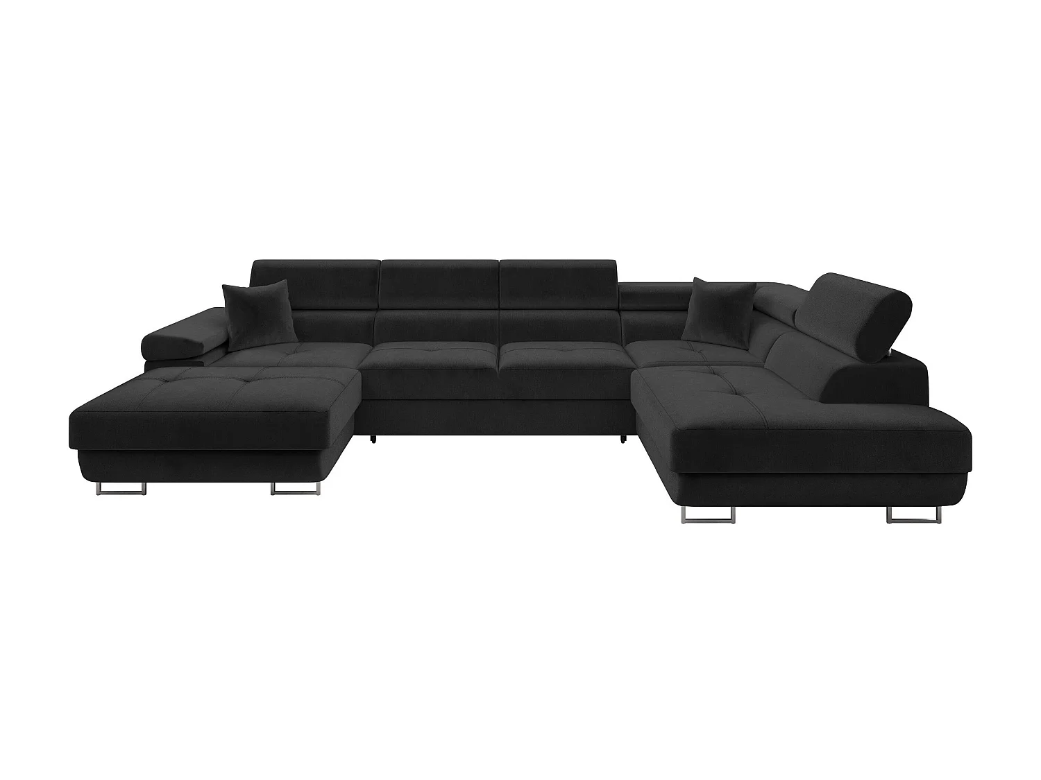 Canapé d'angle convertible 3 places en tissu gris 346x203x70 cm