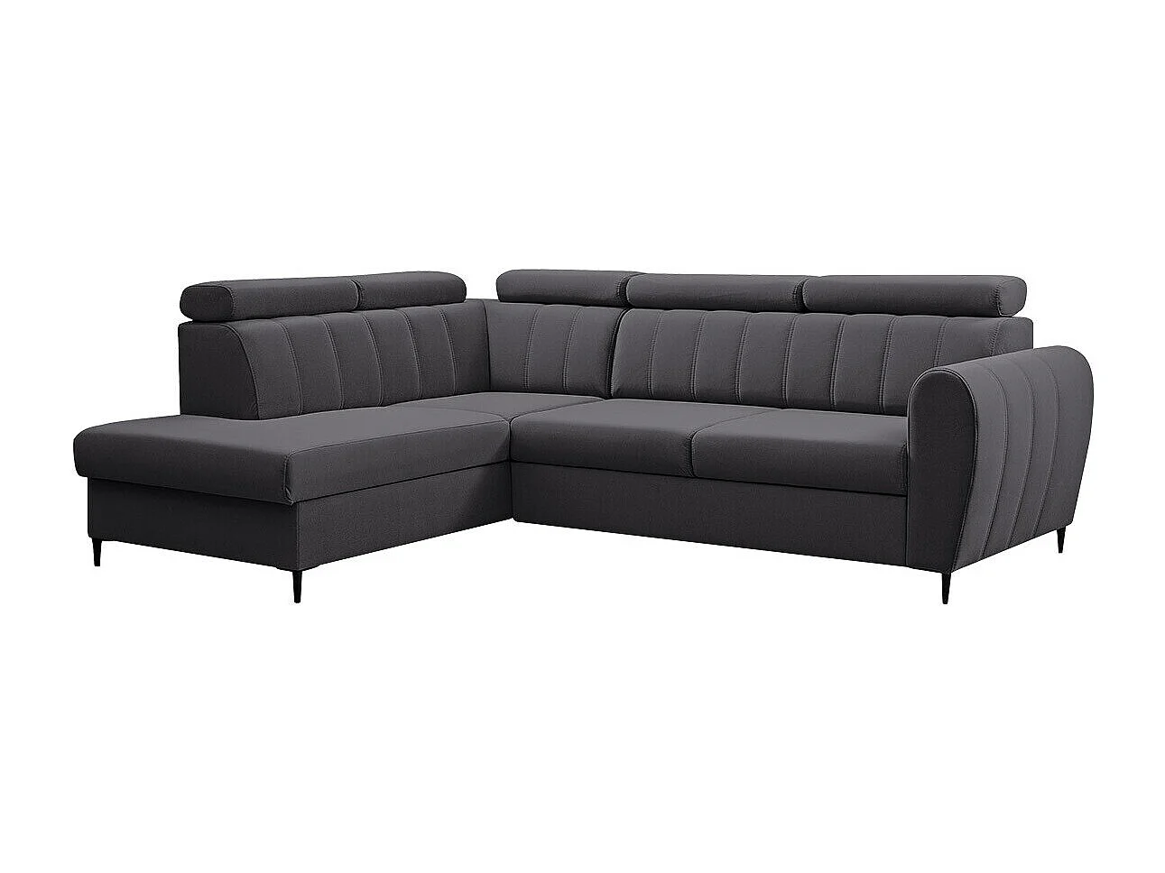 Sofá rinconero Temple 125, Gris, Función de descanso, Almacenaje, 264x200x90cm