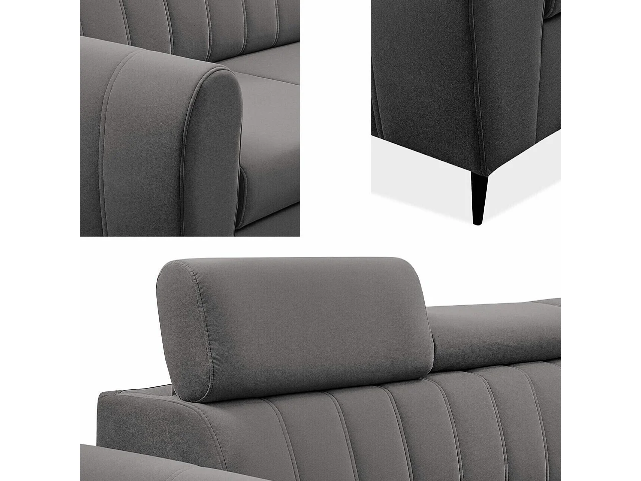 Canapé d'angle Temple 125, Gris, Disponible, 264x200x90cm