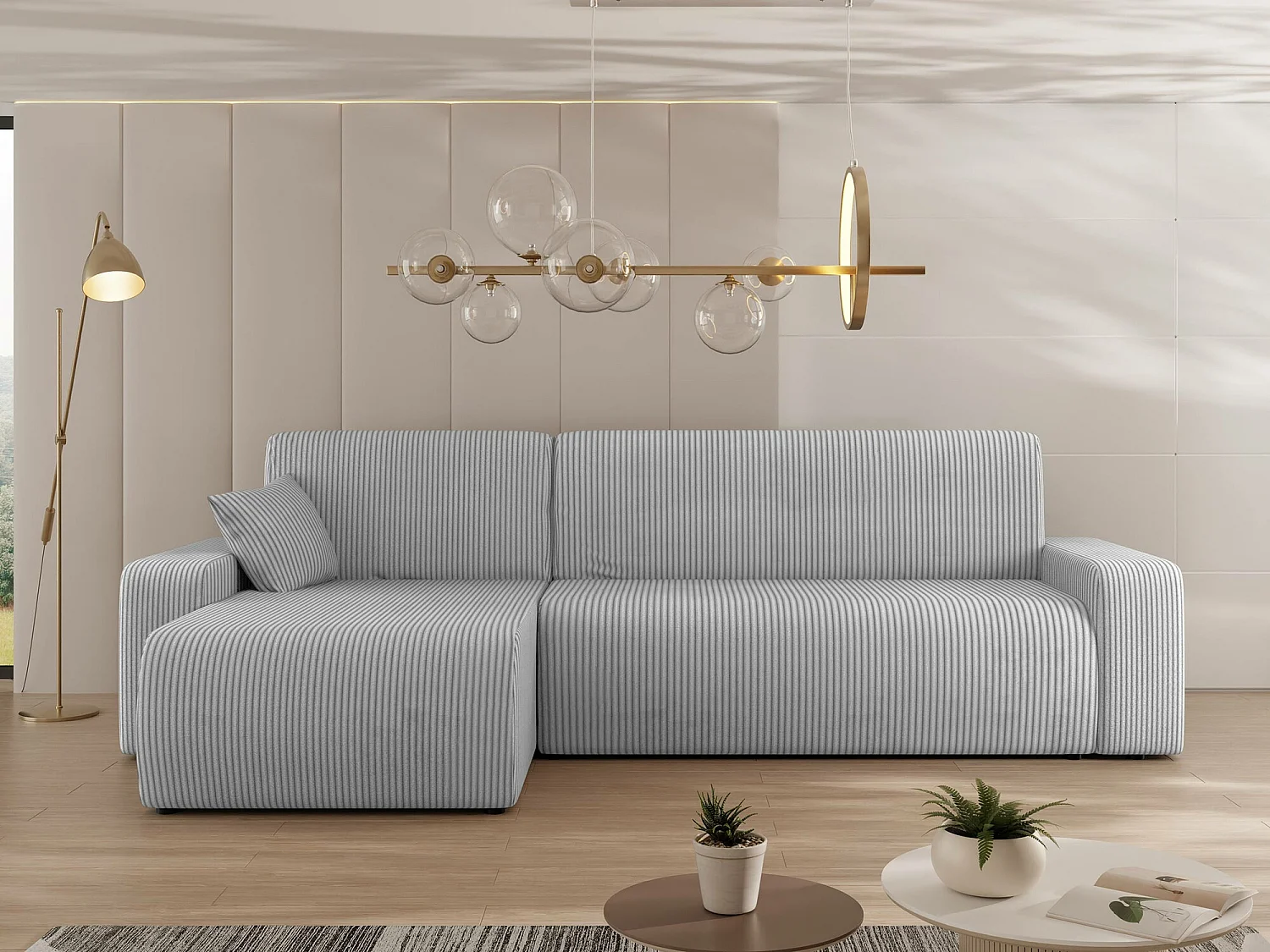 Ecksofa mit Bettkasten und Schlaffunktion - 244x145x82 cm - Poso 110 - Piano