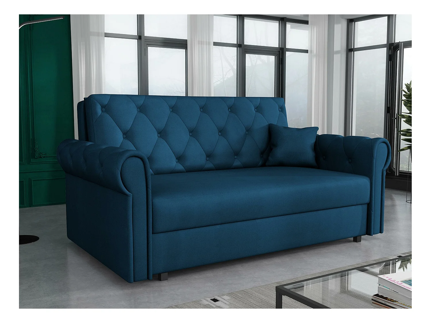 Canapé convertible Columbus 198, Boîte de literie, 85x168x98cm, Mobilier déjà assemblé