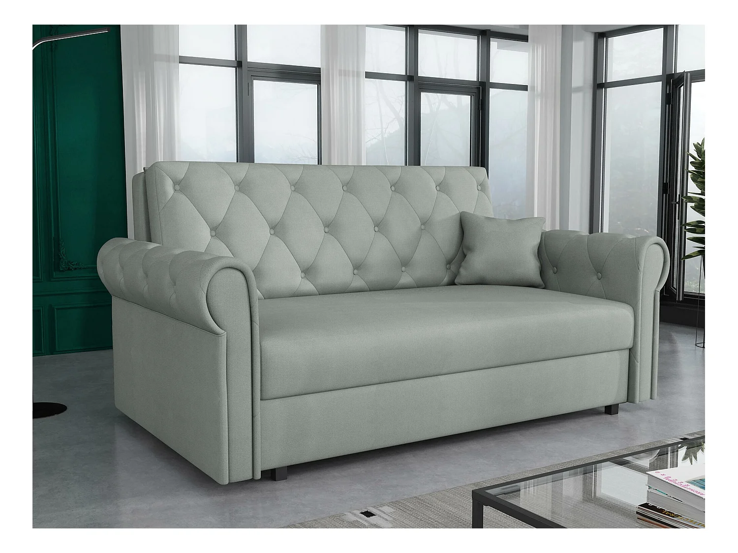 Canapé convertible Columbus 198, Boîte de literie, 85x168x98cm, Mobilier déjà assemblé