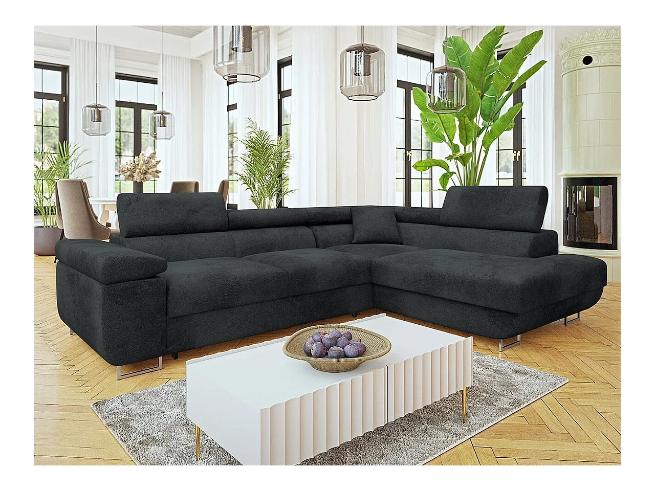 Divano angolare Comfivo Eliferu 101, Grigio, Con, 274x203x70cm
