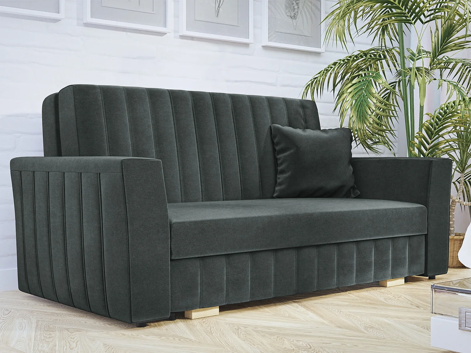 Sofá cama Orinen III, Almacenaje, 83x160x98cm, Muebles ya montados