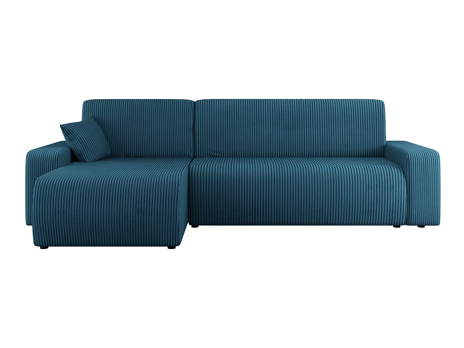 Canapé d'angle convertible 3 places en tissu côtelé bleu SHELTON