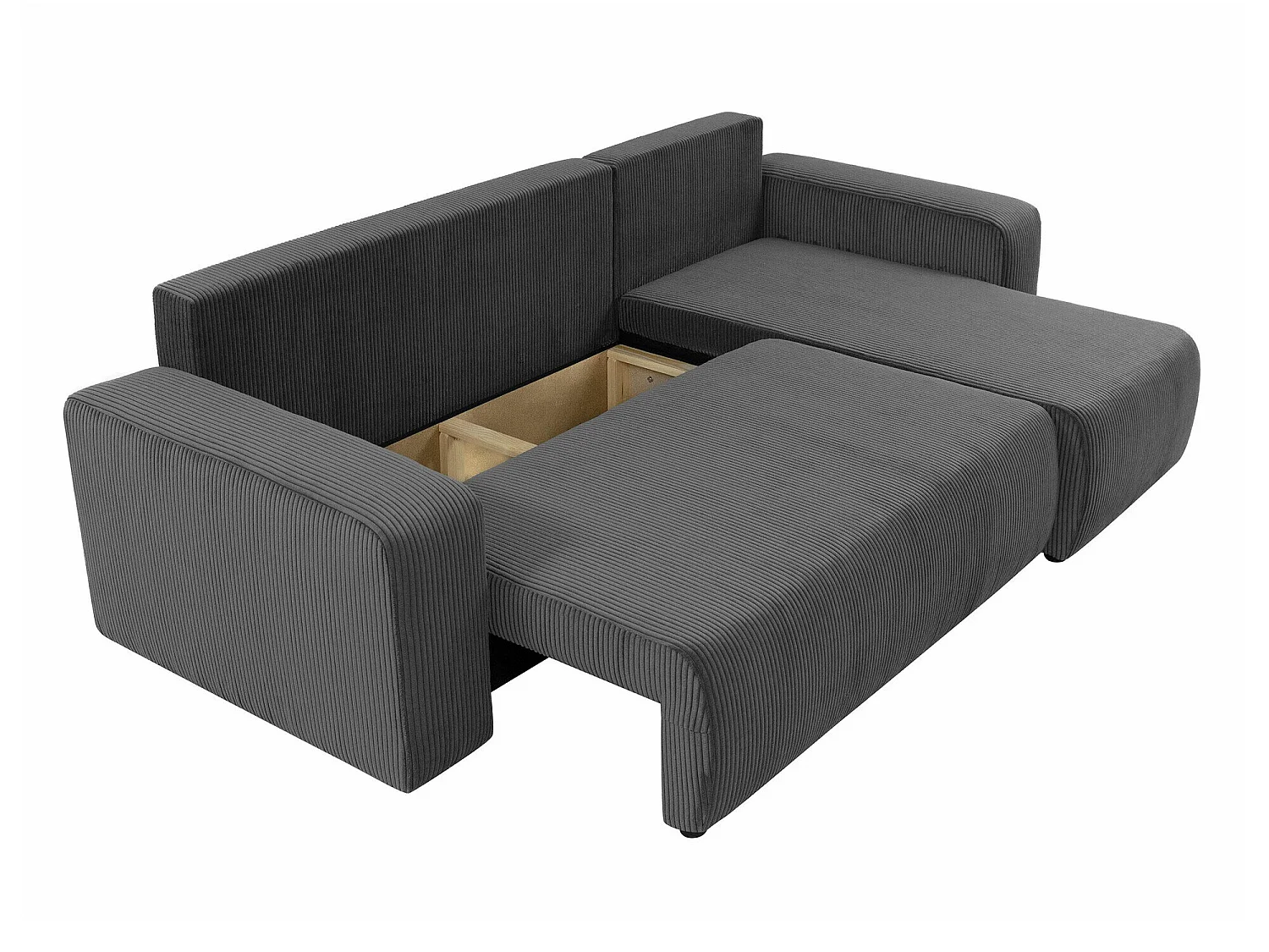 Canapé d'angle convertible 3 places en tissu côtelé bleu SHELTON