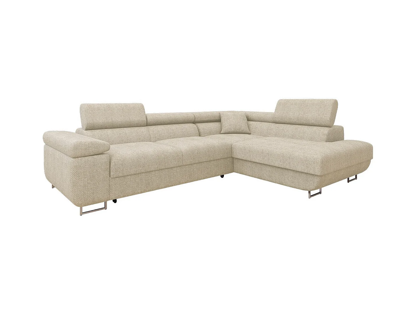 Canapé d'angle Comfivo Eliferu 101, Brun clair, Fonction de couchage, Boîte de literie,