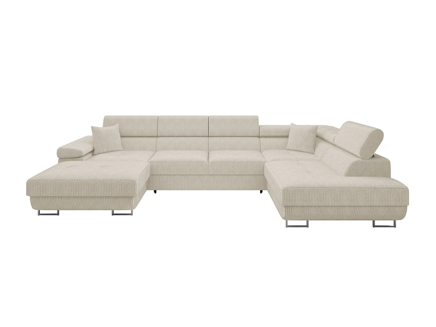 Canapé d'angle convertible 3 places en tissu brun 346x203x70 cm