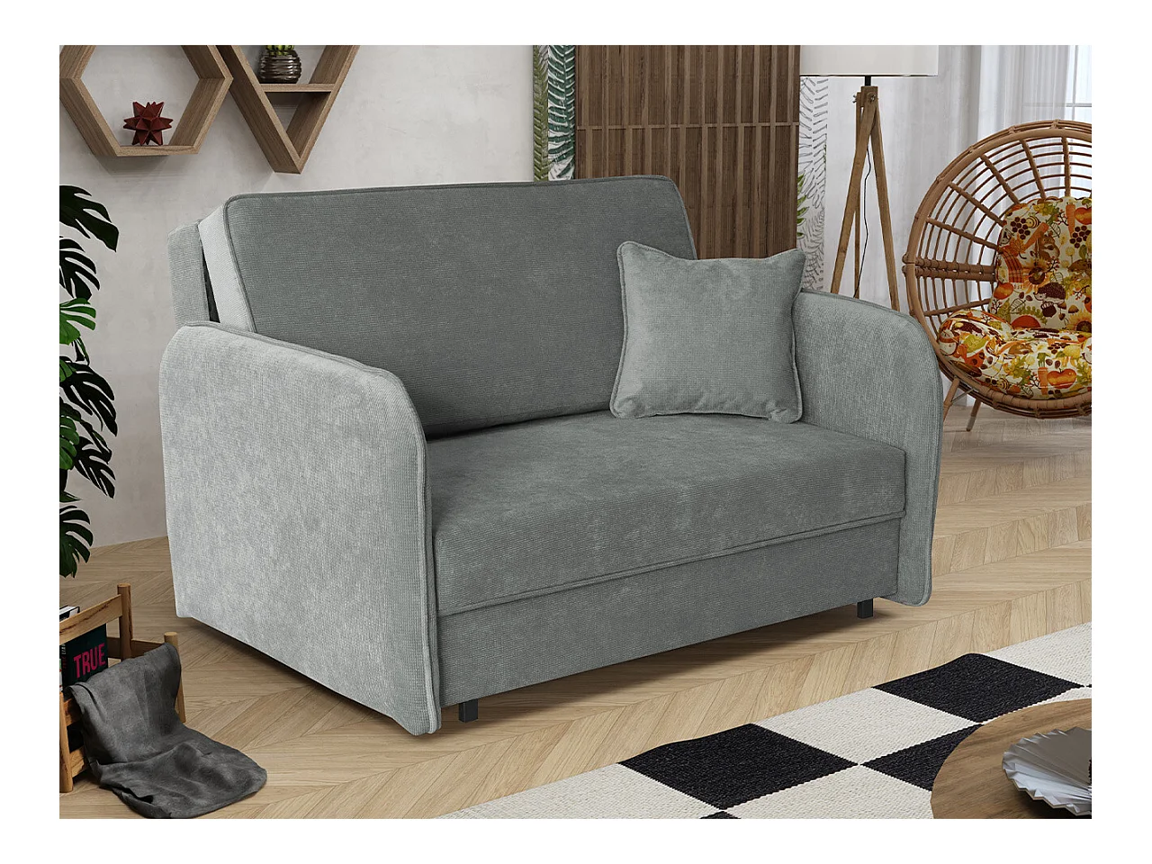 Sofá-cama Columbus 124, Almacenaje, 85x127x98cm, Muebles ya montados
