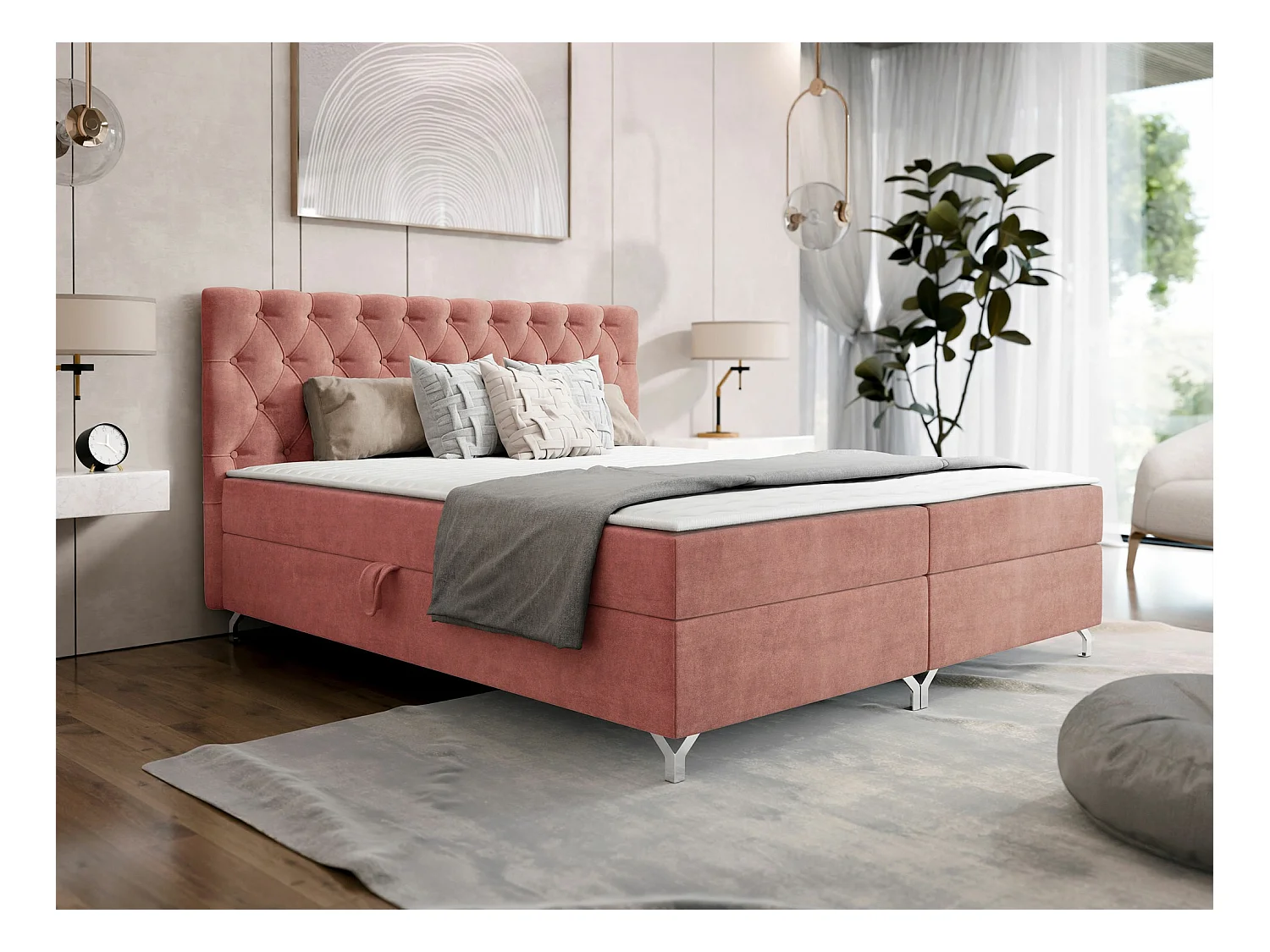 Cama continental Memphis 141, Continental, Rosé, Estrados de cama