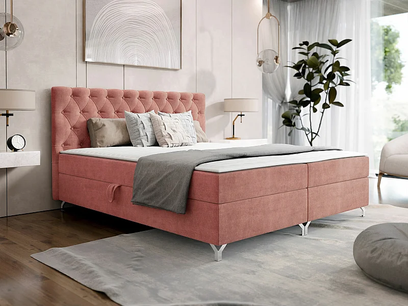 Letto continentale Memphis 141, Continentale, Doppio, Fucsia, 140x200, Con, 146x207x114cm