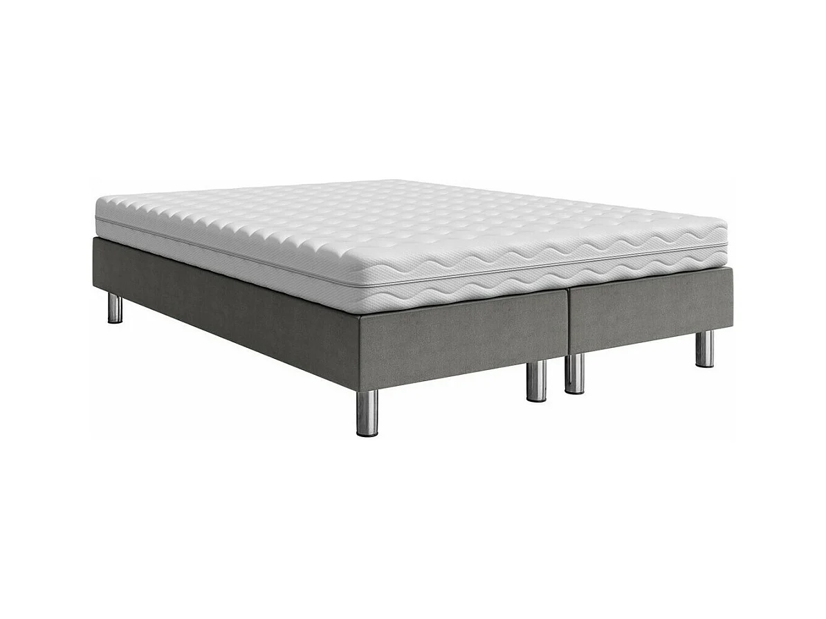 Lit continental Logan 101, Continental, Double, Gris, 160x200, Tapisserie, 160x200x47cm