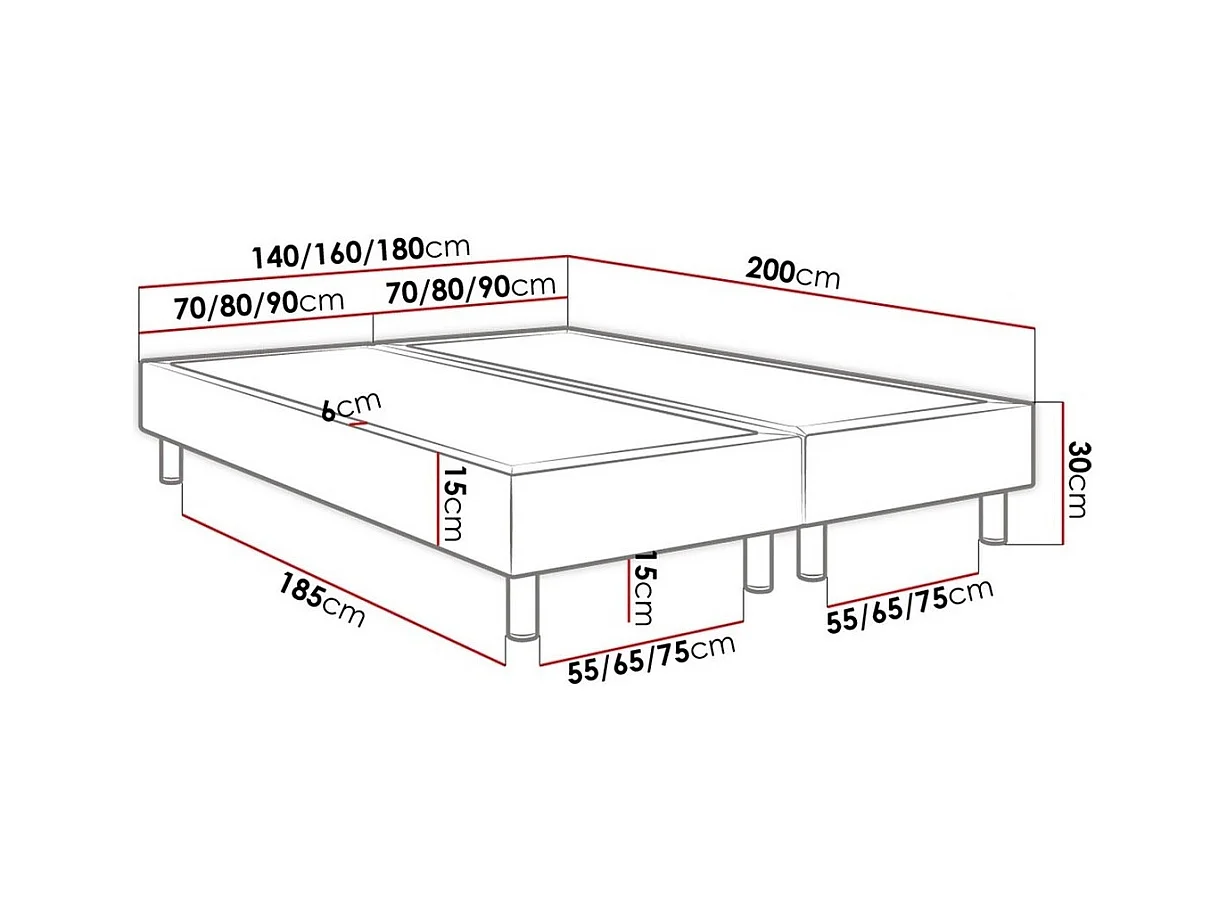 Lit continental Logan 101, Continental, Double, Gris, 160x200, Tapisserie, 160x200x47cm