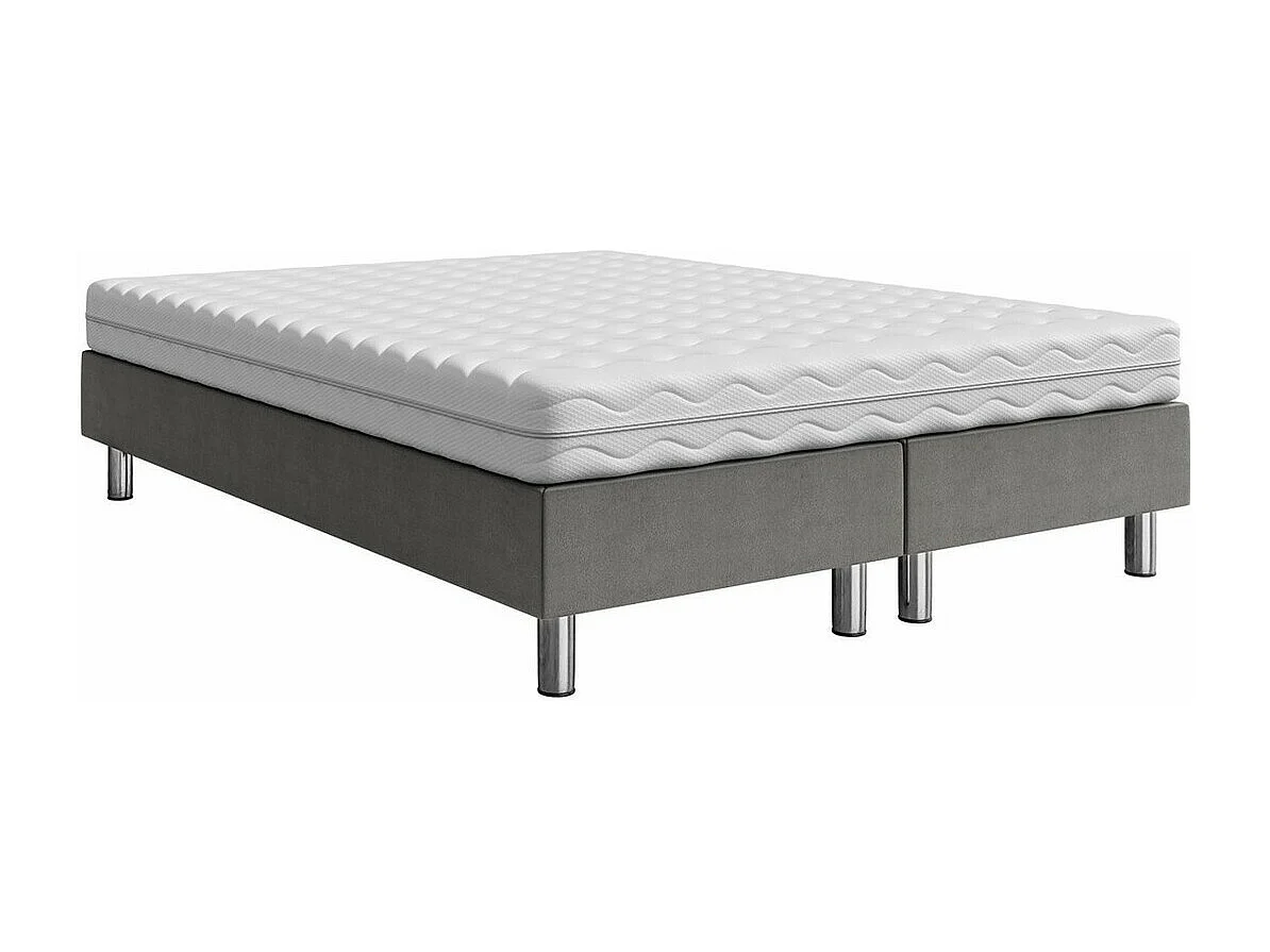 Cama continental Logan 101, Continental, Doble, Gris, 160x200, Tapiz, Somieres, 160x200cm