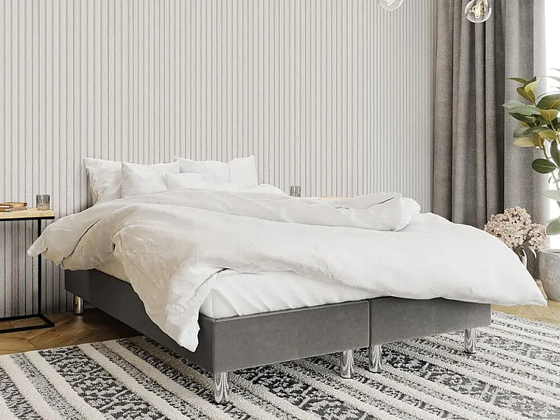 Letto continentale Logan 101, Doppio, Continentale, Grigio, 160x200, Arazzo, 160x200x47cm