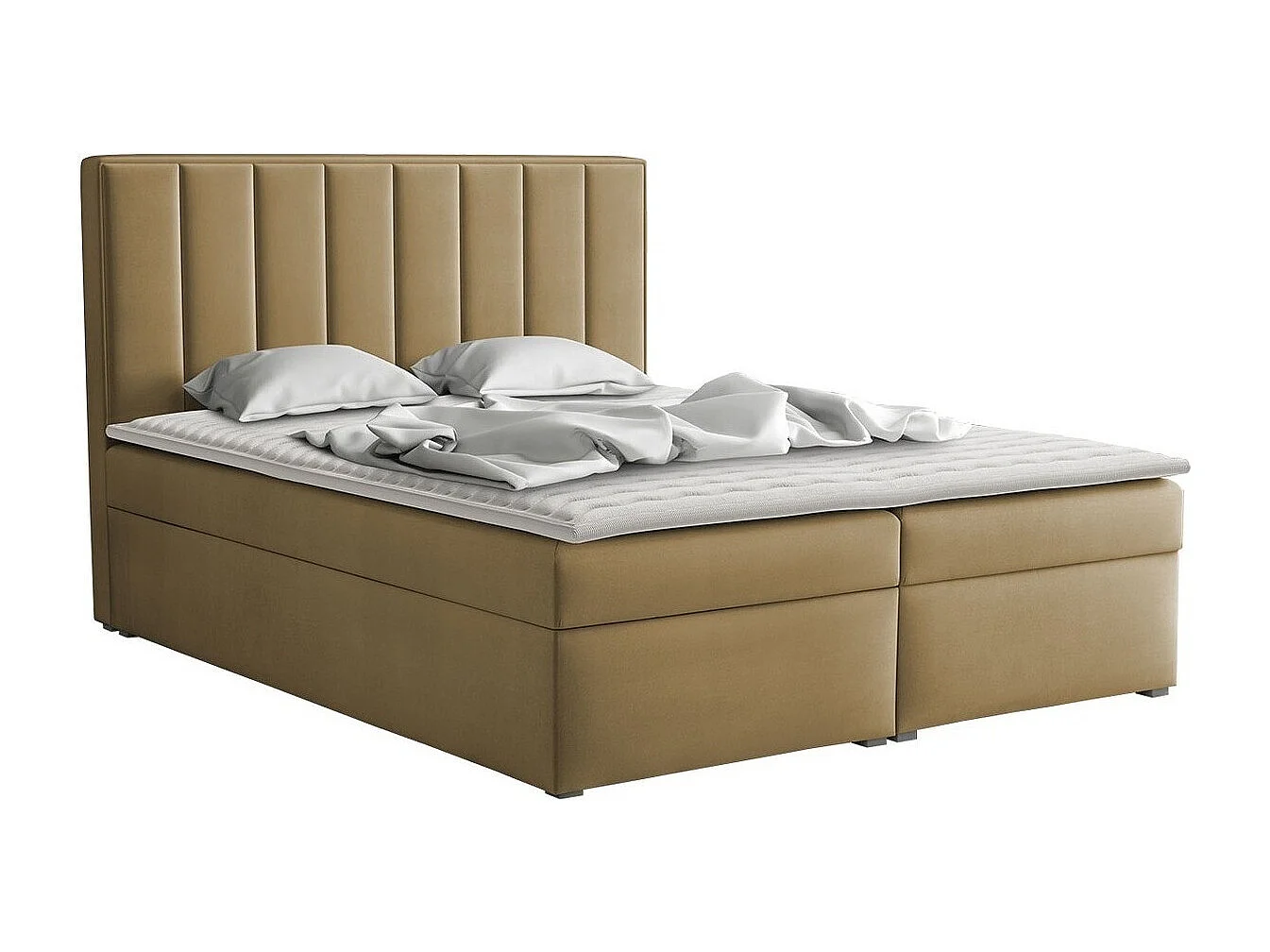 Lit continental Pomona 116, Continental, Double, Brun clair, 140x200, Tapisserie, 140cm