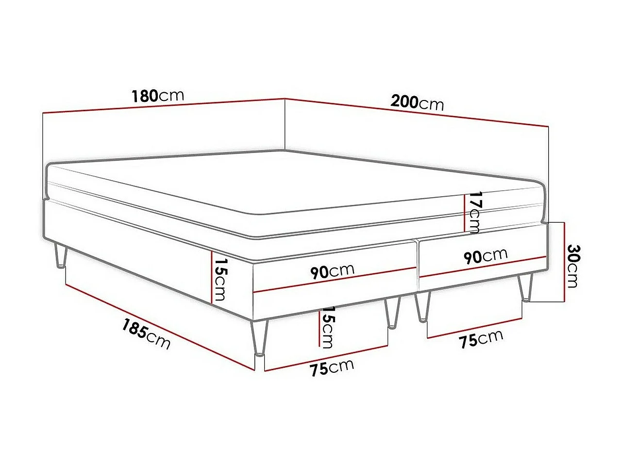 Letto continentale Logan 109, Continentale, Doppio, Nocciola, 180x200, Arazzo, Con, 180cm