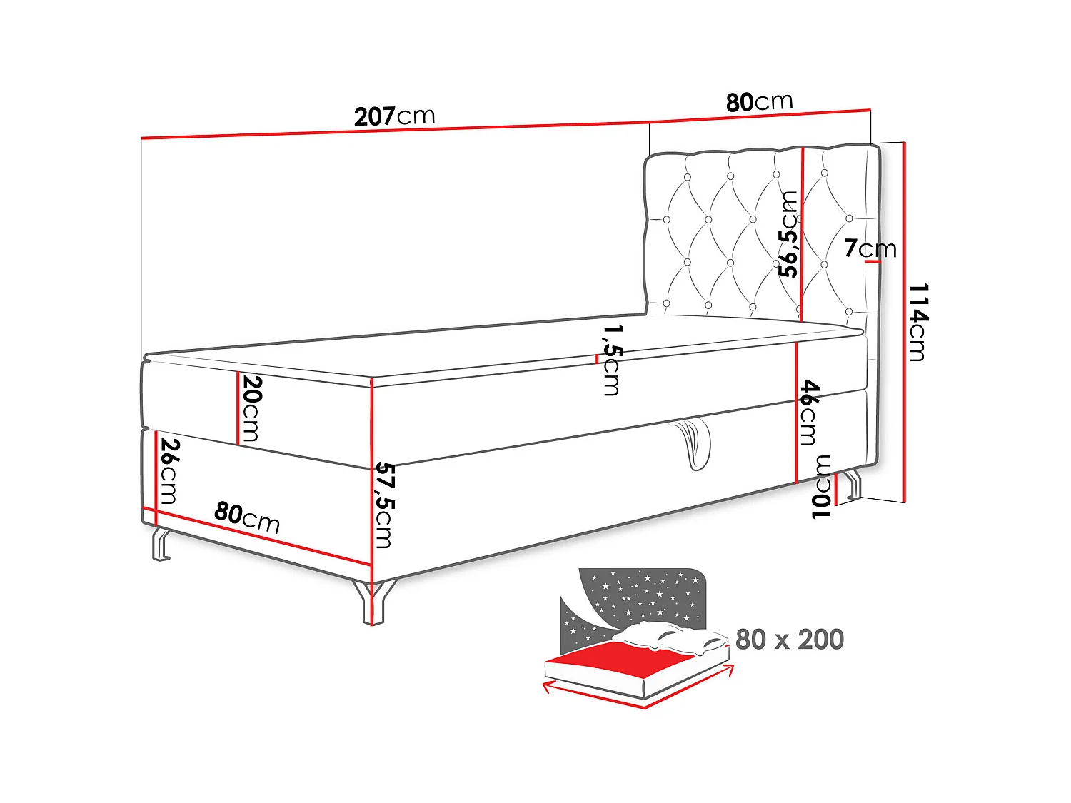 Cama continental Memphis 142, Continental, Individuales, Rosa, 80x200, Tapiz, Somieres,