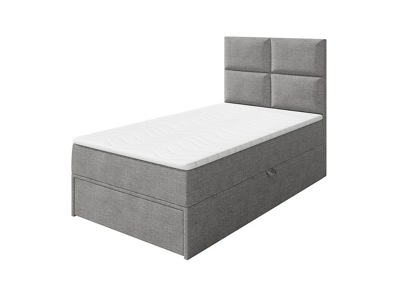 Cama continental Eugene 100, Individuales, Continental, Gris, 90x200, Tapiz, Somieres,