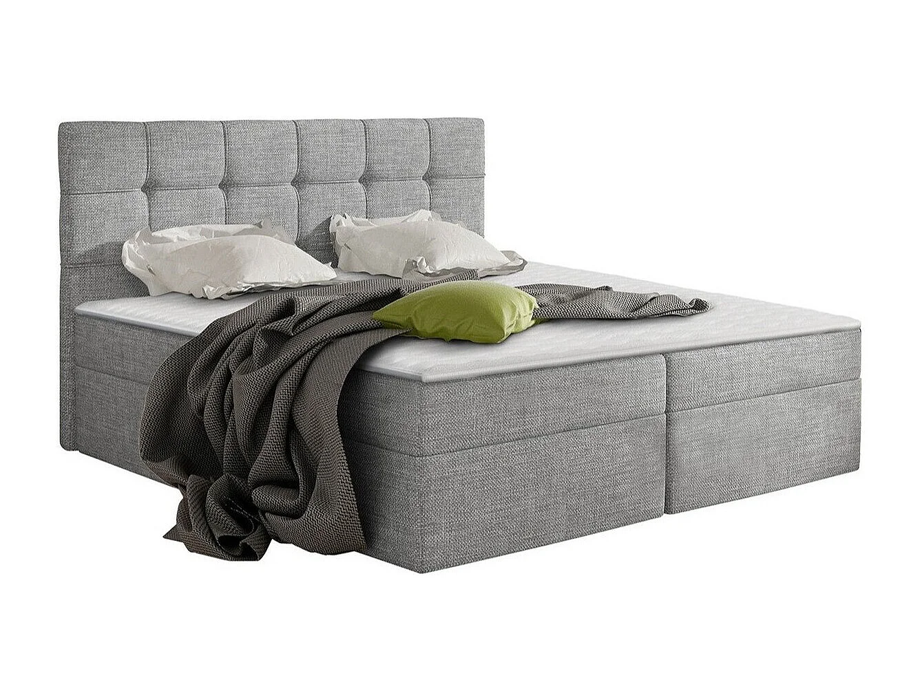 Cama continental Comfivo 195, Continental, Doble, Gris, 160x200, Tapiz, Somieres, 166cm