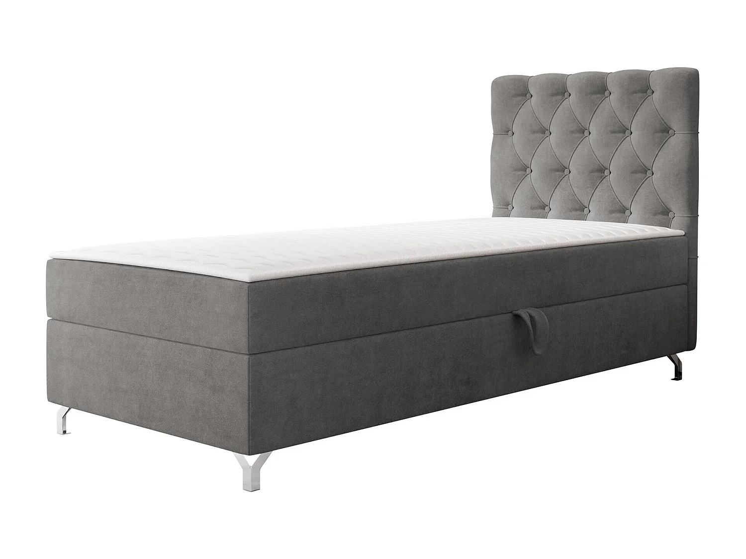 Cama continental Memphis 142, Continental, Individuales, Gris, 80x200, Tapiz, Somieres,