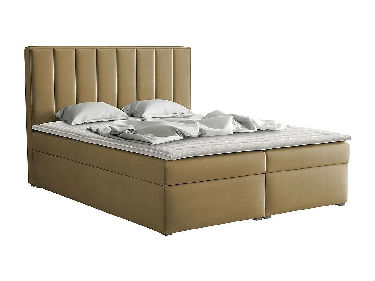 Cama continental Pomona 116, Continental, Doble, De color marrón claro, 160x200, Tapiz,