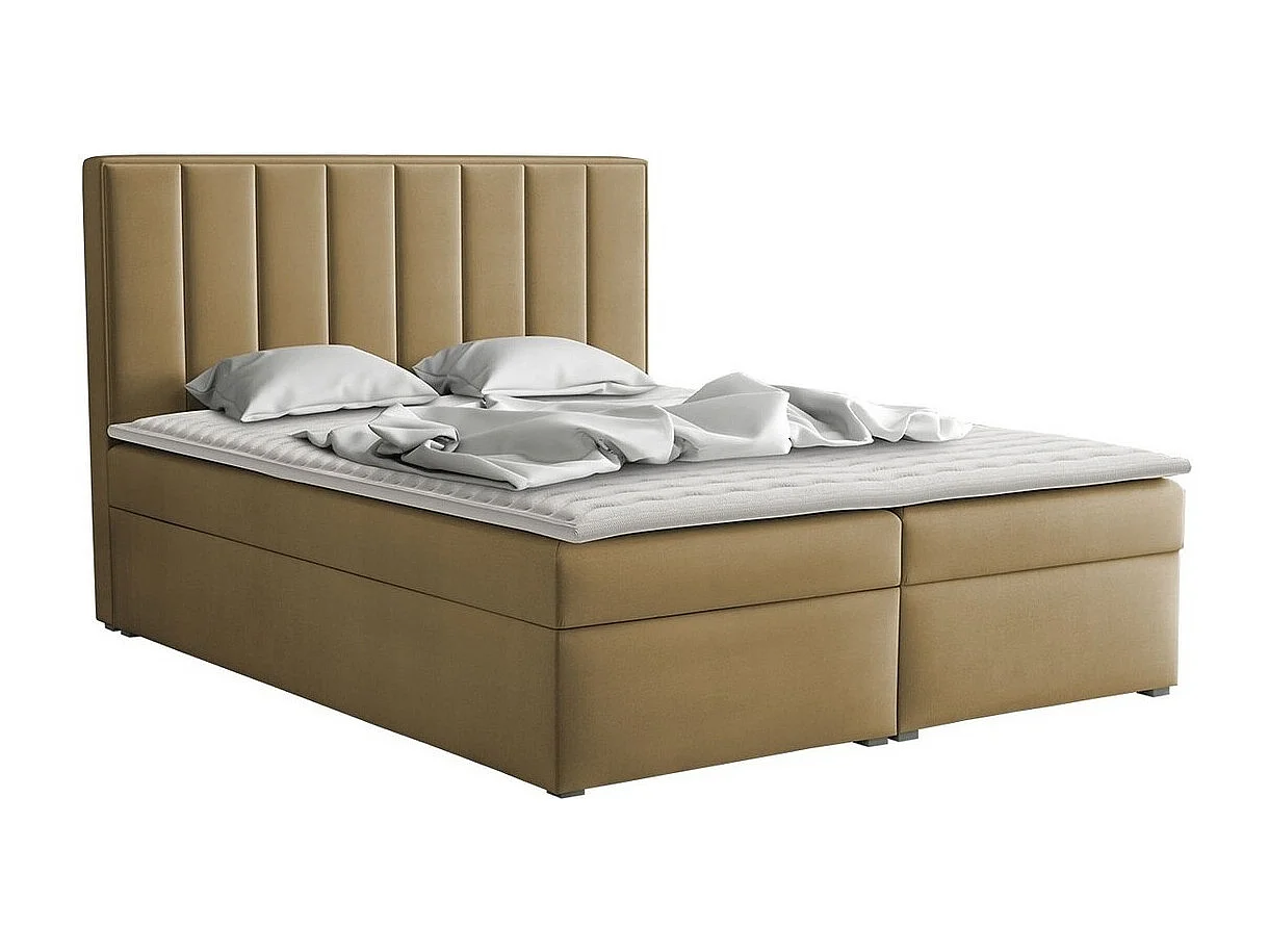 Lit continental Pomona 116, Continental, Double, Brun clair, 160x200, Tapisserie, 160cm