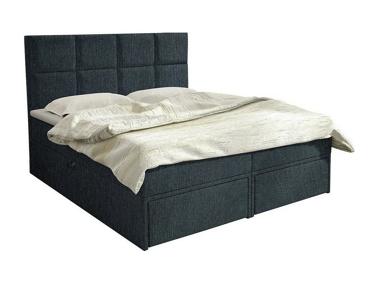 Cama continental Eugene 101, Doble, Continental, Negro, 200x200, Tapiz, Somieres, 200cm