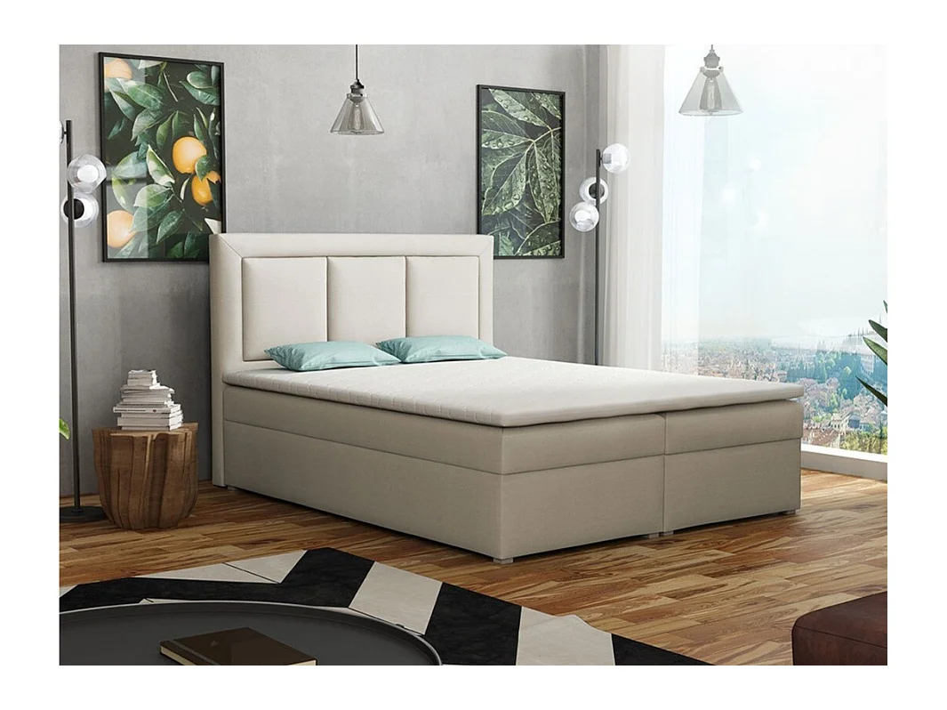 Lit continental Pomona 112, Continental, Double, Brun clair, 160x200, Tapisserie, 160cm
