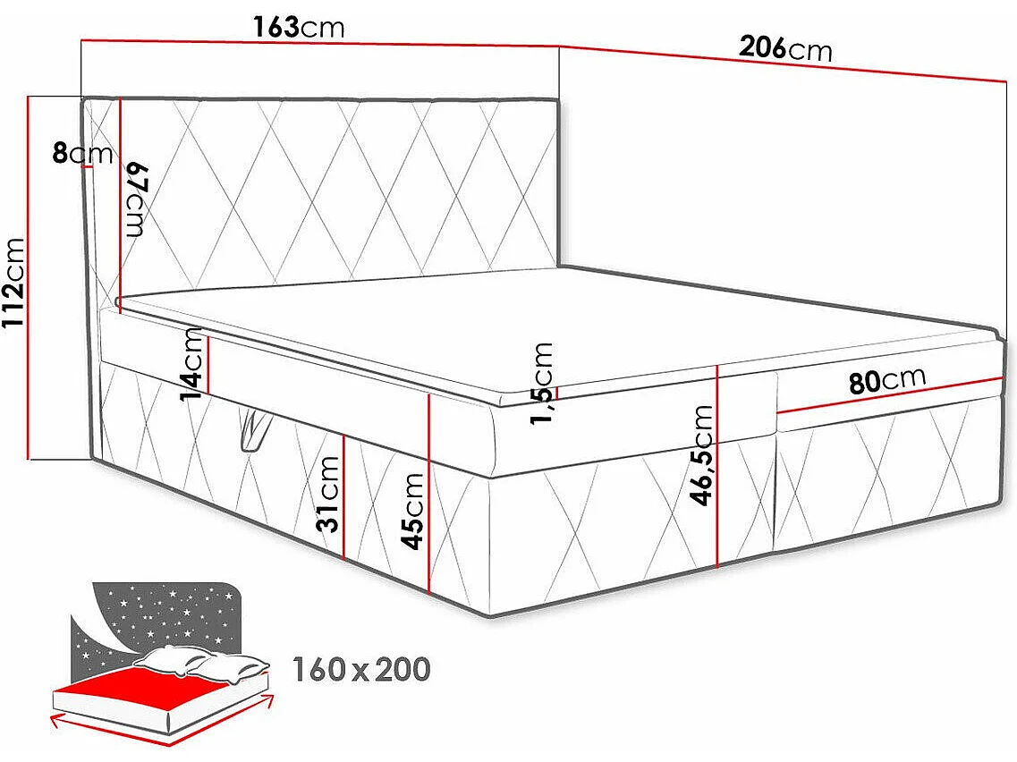 Cama continental Comfivo 225, Continental, Doble, Amarillo, 160x200, Tapiz, Somieres,