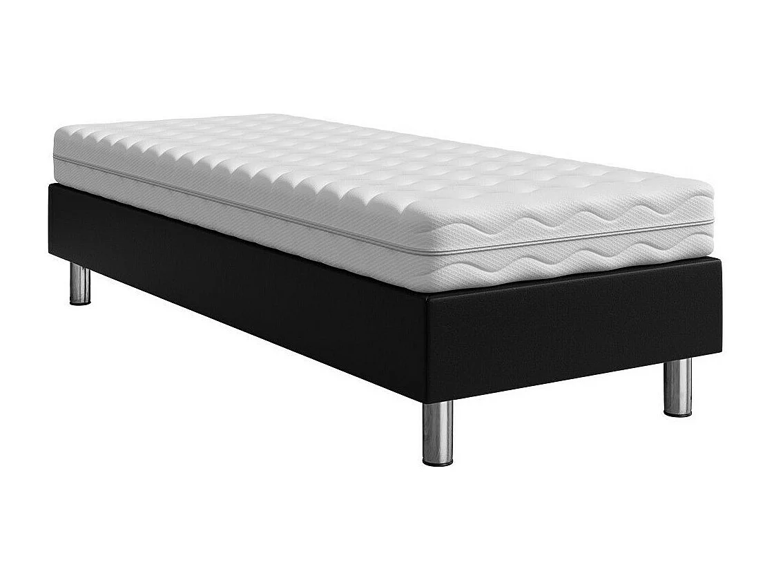 Cama continental Logan 101, Solteiro, Preto, Eco couro, 12x20x5cm