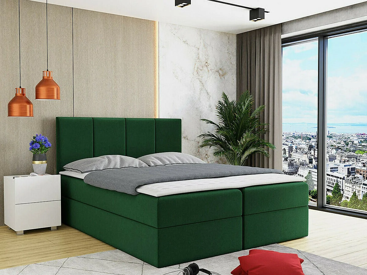 Cama continental Baltimore 147, Continental, Verde, Tecido, 18x21x10cm