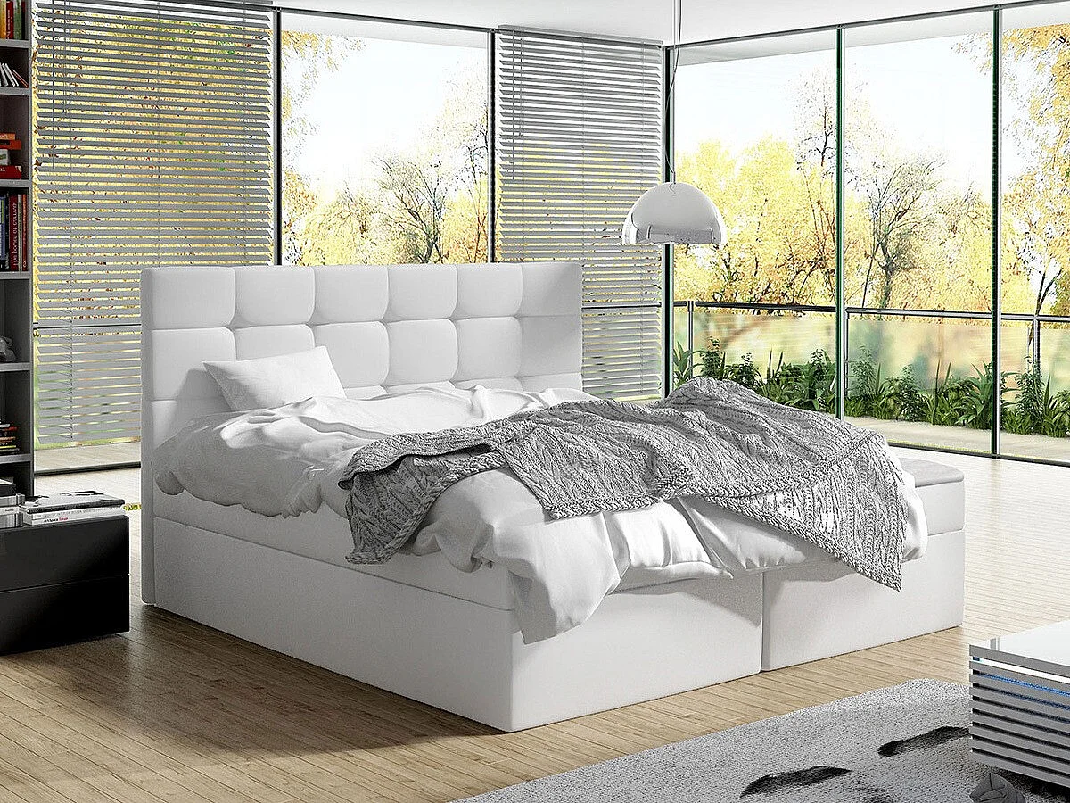 Cama continental Comfivo 196, Continental, Doble, Blanco, 140x200, Cuero ecológico, 143cm