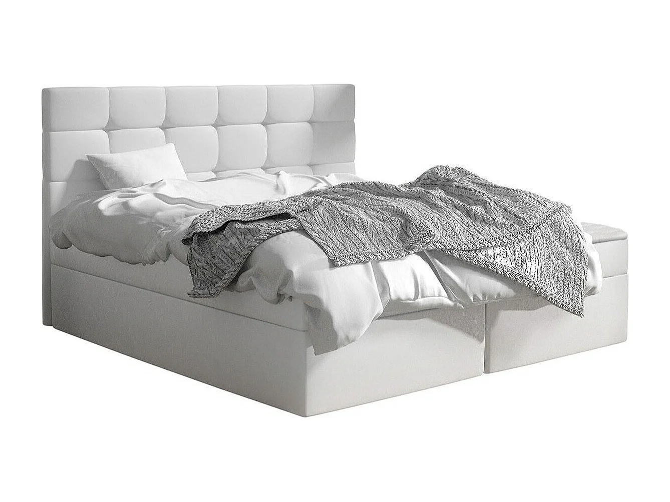 Lit continental Comfivo 196, Double, Continental, Blanc, 140x200, Faux cuir, Disponible,