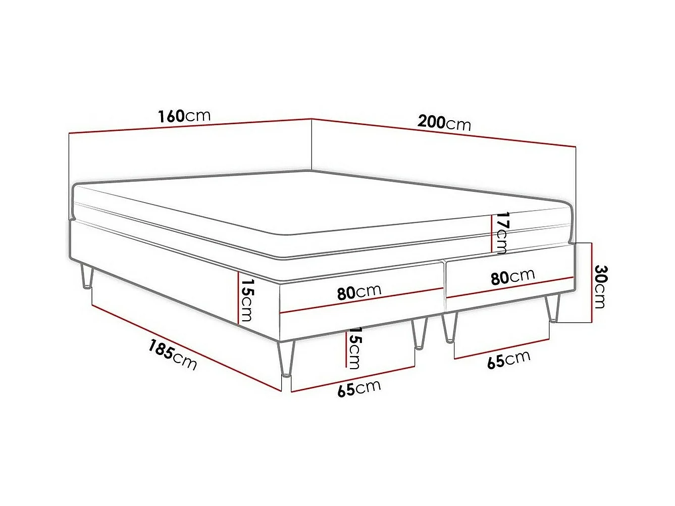 Cama continental Logan 109, Casal, Branco, Eco couro, Estrados de cama