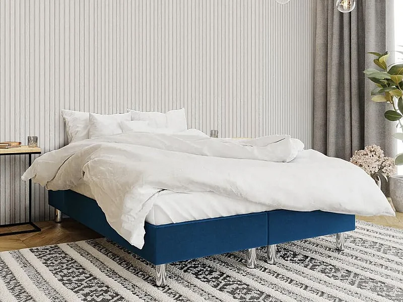 Cama continental Logan 101, Continental, Doble, Azul, 160x200, Tapiz, Somieres, 160x200cm