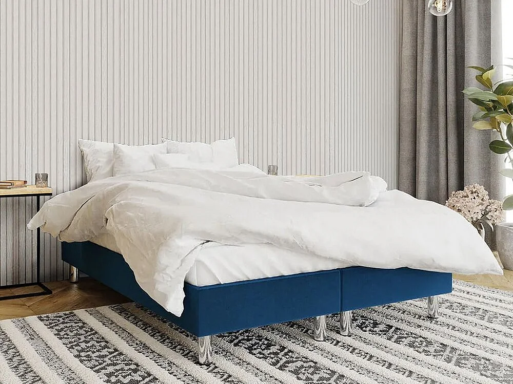 Cama continental Logan 101, Continental, Doble, Azul, 160x200, Tapiz, Somieres, 160x200cm