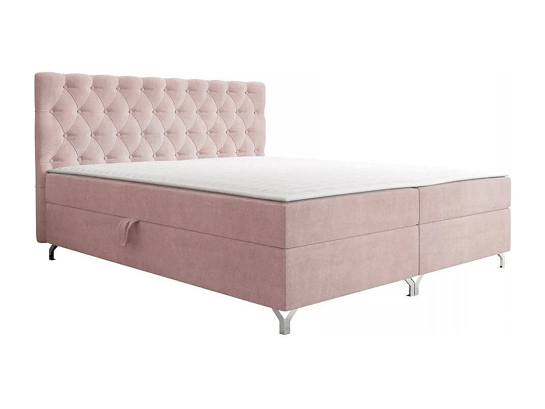 Cama continental Memphis 141, Continental, Doble, Rosa, 180x200, Somieres, 186x207x114cm