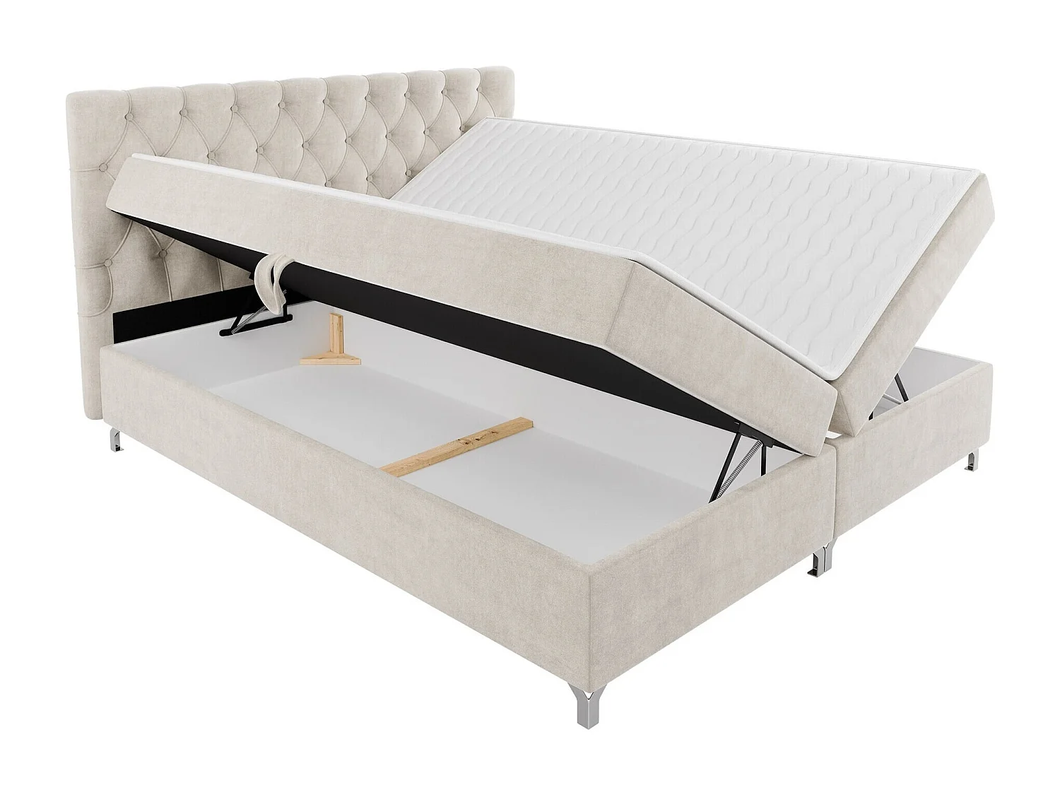 Cama continental Memphis 141, Continental, Doble, Rosa, 180x200, Somieres, 186x207x114cm