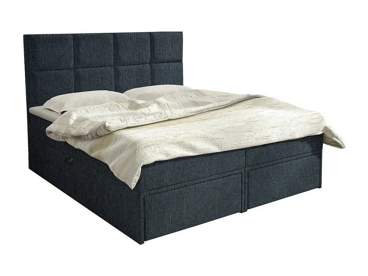 Cama continental Eugene 101, Doble, Continental, Negro, 180x200, Tapiz, Somieres, 180cm