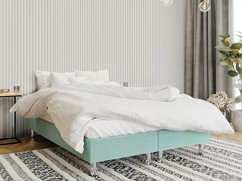 Cama continental Logan 101, Continental, Doble, Turquesa, 160x200, Tapiz, Somieres, 160cm